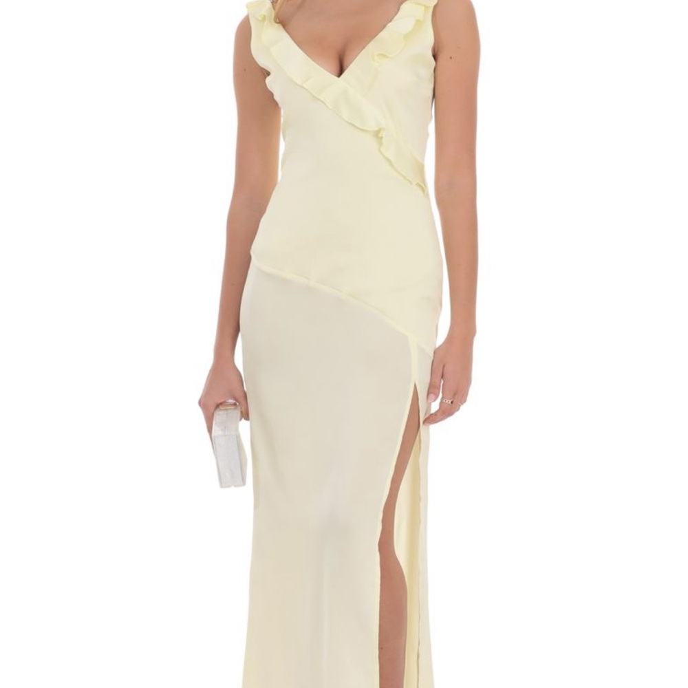 Lucy in the Sky Cream Asymmetrical Wrap Gown